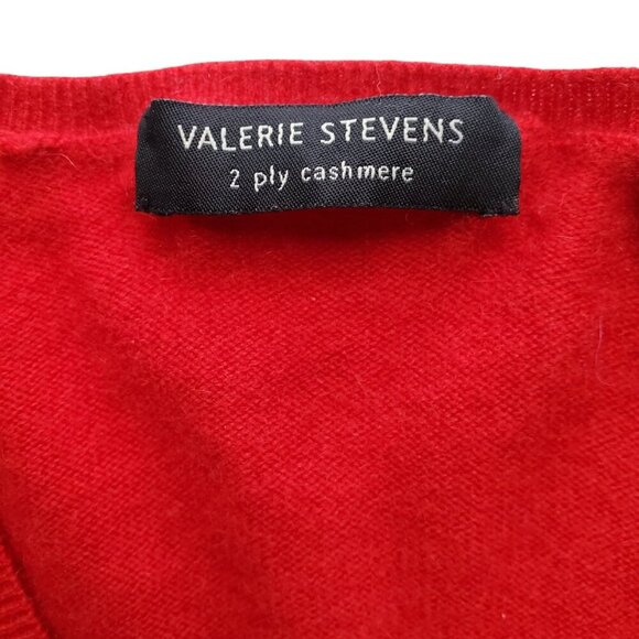 Valerie Stevens Red 2 Ply Cashmere V-Neck Cardigan Size S - Picture 7 of 14